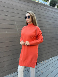 Ghisa 5KOBTNK4391 Orange Yakası Taşlı Triko Tunik