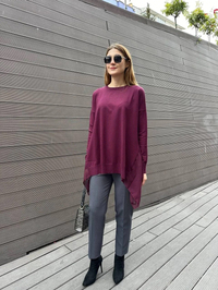 Ghisa 5KOBTNK4436 Bordo Şifon Kumaş Detaylı Tunik