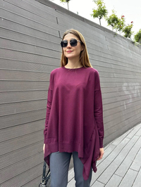 Ghisa 5KOBTNK4436 Bordo Şifon Kumaş Detaylı Tunik