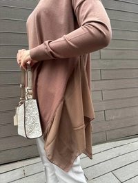 Ghisa 5KOBTNK4436 Kahve Şifon Kumaş Detaylı Tunik