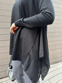 Ghisa 5KOBTNK4436 Siyah Şifon Kumaş Detaylı Tunik