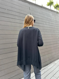 Ghisa 5KOBTNK4436 Siyah Şifon Kumaş Detaylı Tunik