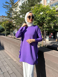 Ghisa 5KOBTNK4689 Mor Tül Detaylı Merserize Tunik