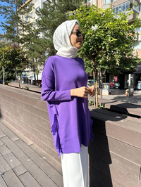 Ghisa 5KOBTNK4689 Mor Tül Detaylı Merserize Tunik