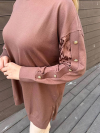 Ghisa 5KOBTNK4803 Kahve Kol Detaylı Triko Tunik