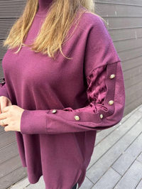 Ghisa 5KOBTNK4803 Mürdüm Kol Detaylı Triko Tunik