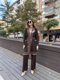 Ghisa 5KÖRHRK3031 Kahve Yaka Detaylı Hırka
