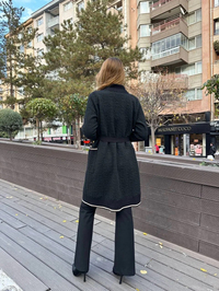 Ghisa 5KÖRHRK3031 Siyah Yaka Detaylı Hırka