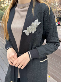 Ghisa 5KÖRHRK3031 Siyah Yaka Detaylı Hırka
