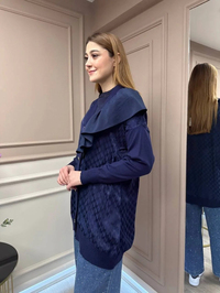 Ghisa 5KÖRHRK3603 Lacivert Kazayağı Desenli Hırka
