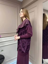 Ghisa 5KÖRHRK3603 Mürdüm Üçgen Desenli Hırka