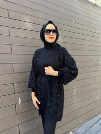 Ghisa 5KÖRHRK3942 Siyah Tül Hırka