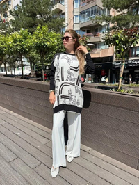 Ghisa 5KÖRTNK4806 Ekru Desenli Tunik