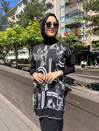 Ghisa 5KÖRTNK4806 Siyah Desenli Tunik