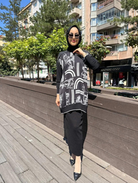 Ghisa 5KÖRTNK4806 Siyah Desenli Tunik