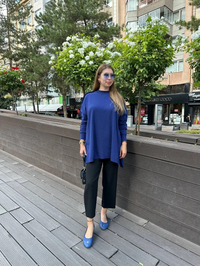 Ghisa 5KPİTNK4593 Sax Kolu Fırfırlı Triko Tunik