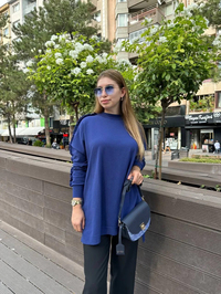 Ghisa 5KPİTNK4593 Sax Kolu Fırfırlı Triko Tunik