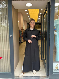 Heddy & Nurcan Çetin 23202 Siyah Yırtmaçlı Kap