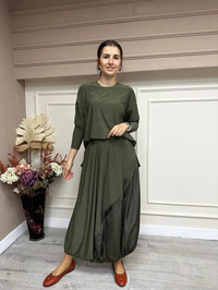 Heddy & Nurcan Çetin 23435 Haki Etekli İkili Takım