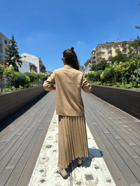 Heddy & Nurcan Çetin 23441 Bej Güpür Detaylı İkili Takım