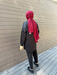 Heddy & Nurcan Çetin 24224 Siyah Brokar Desenli Takım