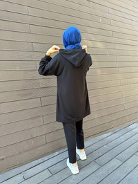 Heddy & Nurcan Çetin 24402 Siyah Paraşüt Kumaş Detaylı Pantolonlu Takım