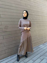 Heddy & Nurcan Çetin 24425 Vizon Paraşüt Kumaşlı Etekli Takım