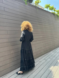 Heddy & Nurcan Çetin 6606 Siyah Etek Ucu Tül Detaylı Abaya