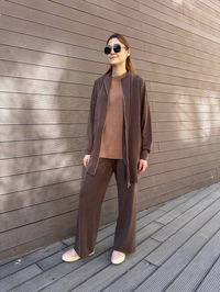 Hilay HLY0125Y101.013 Kahverengi New Leila Pantolonlu Takım
