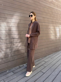 Hilay HLY0125Y101.013 Kahverengi New Leila Pantolonlu Takım