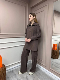 Hilay HLY0125Y101.014 Kahverengi Nora Pantolonlu Takım