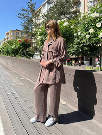 Hilay HLY0125Y101.023 Kahverengi Alvin Pantolonlu Takım