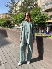 Hilay HLY0125Y101.028 Zümrüt Misa Pantolonlu İkili Takım
