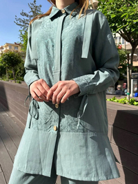 Hilay HLY0125Y101.028 Zümrüt Misa Pantolonlu İkili Takım