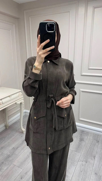 Hilay HLY0126K101.057 Kahve Siena Beli Bağlamalı Cepli Takım