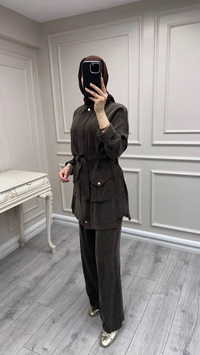 Hilay HLY0126K101.057 Kahve Siena Beli Bağlamalı Cepli Takım