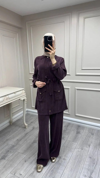 Hilay HLY0126K101.057 Mürdüm Siena Beli Bağlamalı Cepli Takım