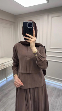 Hilay HLY0126Y101.007 Kahve Bianca Allerli Asimetrik Etekli Takım