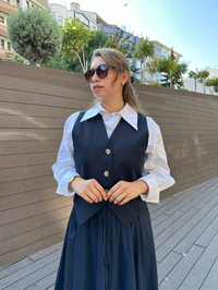 HNS 5209 Lacivert Düğmeli Yelek