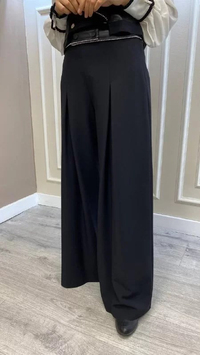 Hukka Design 050022 Siyah Zımba Detaylı Kemerli Pantolon