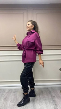 Hukka Design 050038 Siyah Deri Paçası Lastikli Pantalon