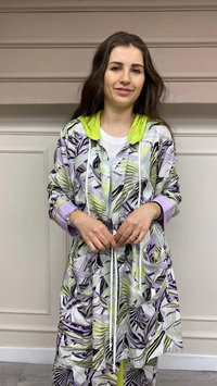 Hukka Design 12R023 Desenli Şapkalı Kimono