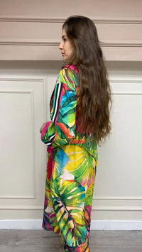 Hukka Design 12R026 Pembe Palmiye Desen Kimono