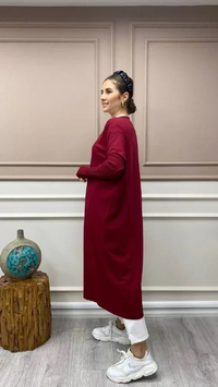 İnvee 5539 Bordo Düğmeli Hırka