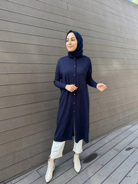 İnvee 5539 Lacivert Düğmeli Hırka