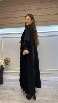 İnvee 5681 Siyah Triko Püsküllü Hırka