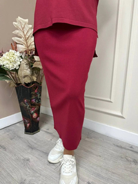 İnvee 5685 Bordo Triko Kalem Etek