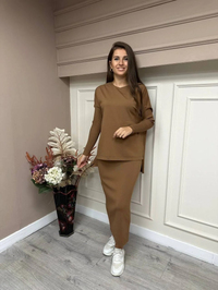 İnvee 5685 Toprak Triko Kalem Etek