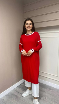 İnvee 5736 Kırmızı Triko Tunik