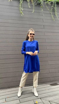 İnvee 5860 Sax Yanı Şifon Triko Tunik